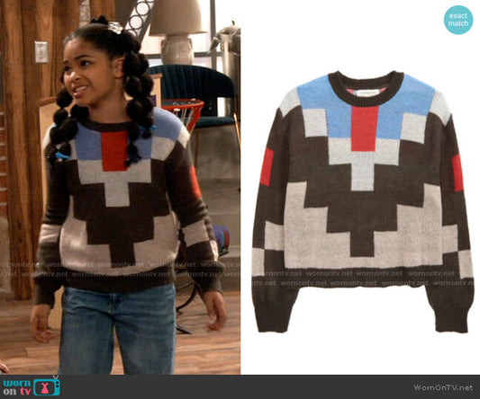 WORN ON TV | ICARLY 103 MILLICENT’S GEOMETRIC PRINT SWEATER