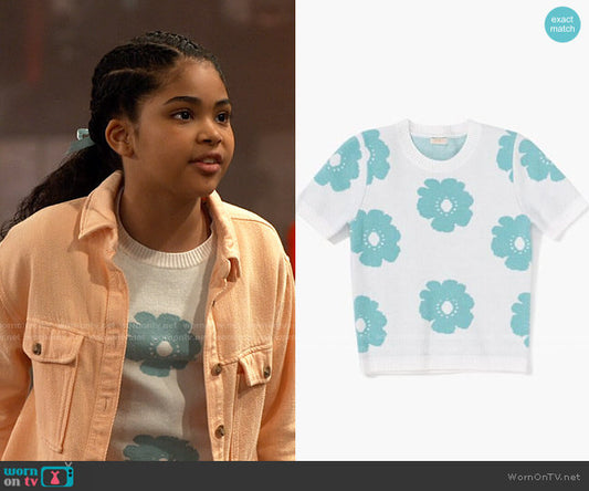 WORN ON TV | ICARLY 103 MILLICENT’S FLORAL SWEATER & FRAYED JEANS