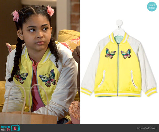 WORN ON TV | ICARLY 102 MILLICENT’S YELLOW BUTTERFLY BOMBER JACKET